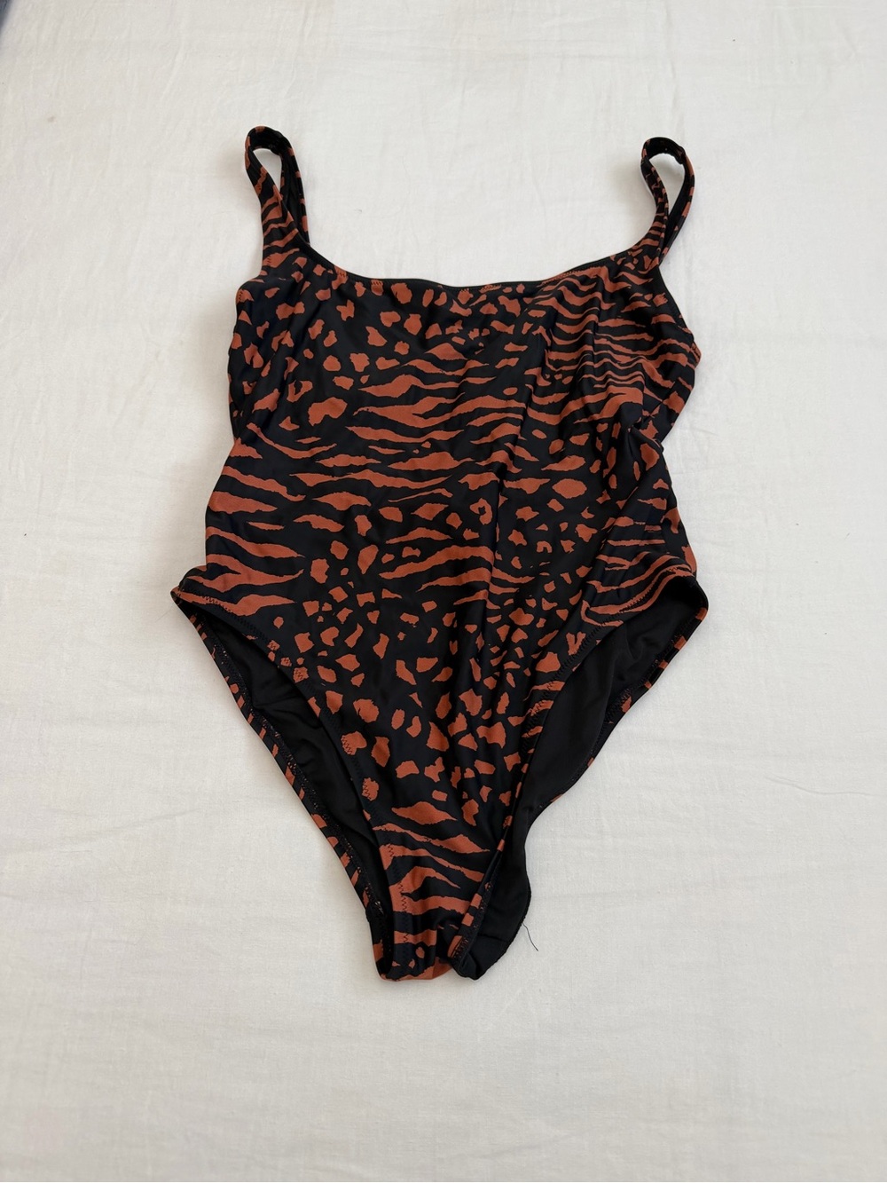 Madewell Black & Brown Animal-Print One-Piece Swimsuit